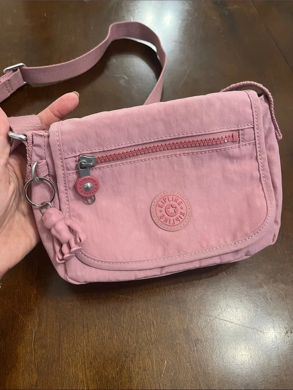 Kipling Dusty Rose Nylon Crossbody Bag with Adjustable Strap